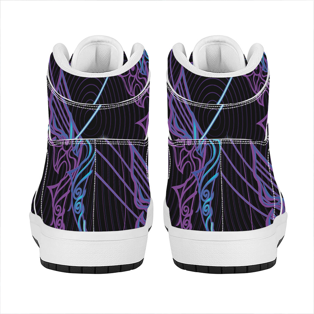 Dark Sagittarius Zodiac Sign Print High Top Leather Sneakers