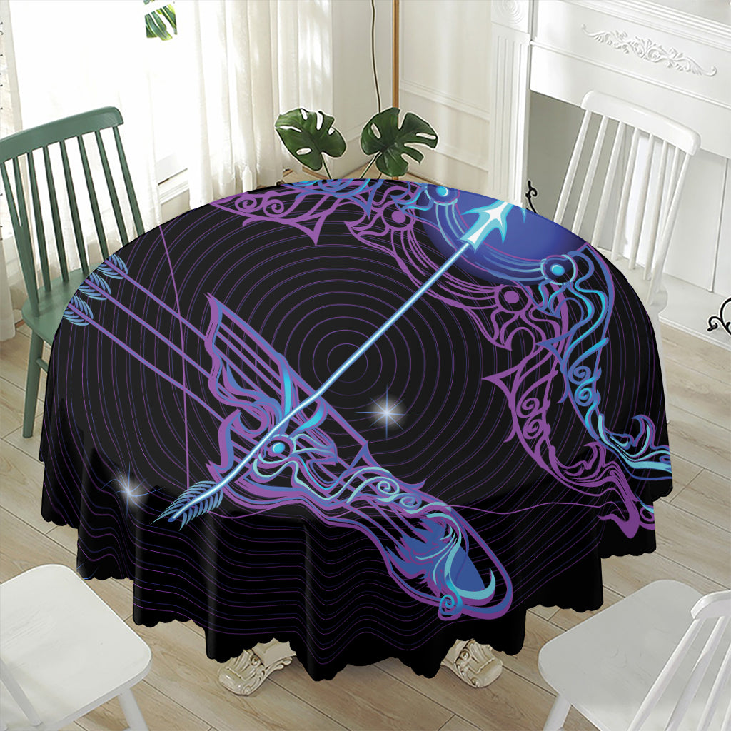 Dark Sagittarius Zodiac Sign Print Waterproof Round Tablecloth