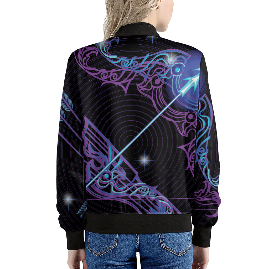 Dark Sagittarius Zodiac Sign Print Women's Bomber Jacket