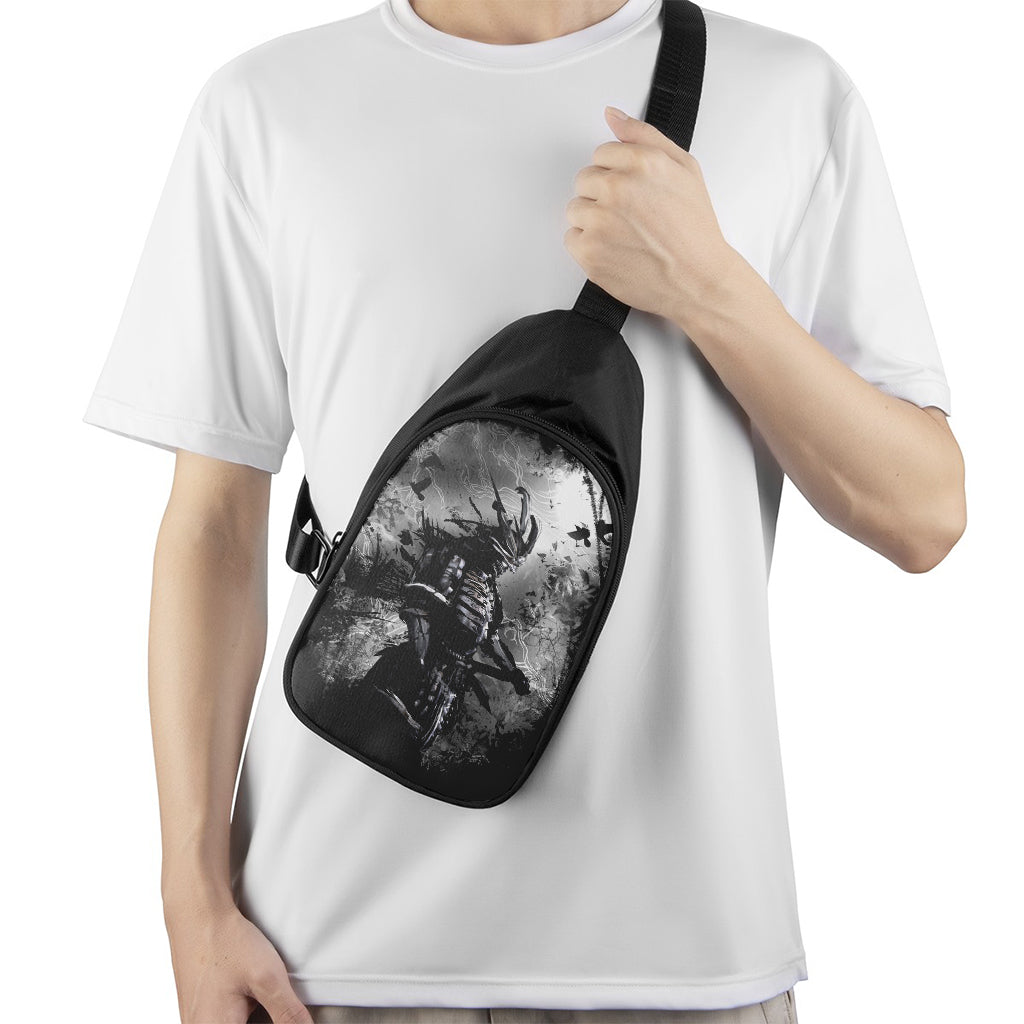 Dark Samurai Warrior Print Chest Bag