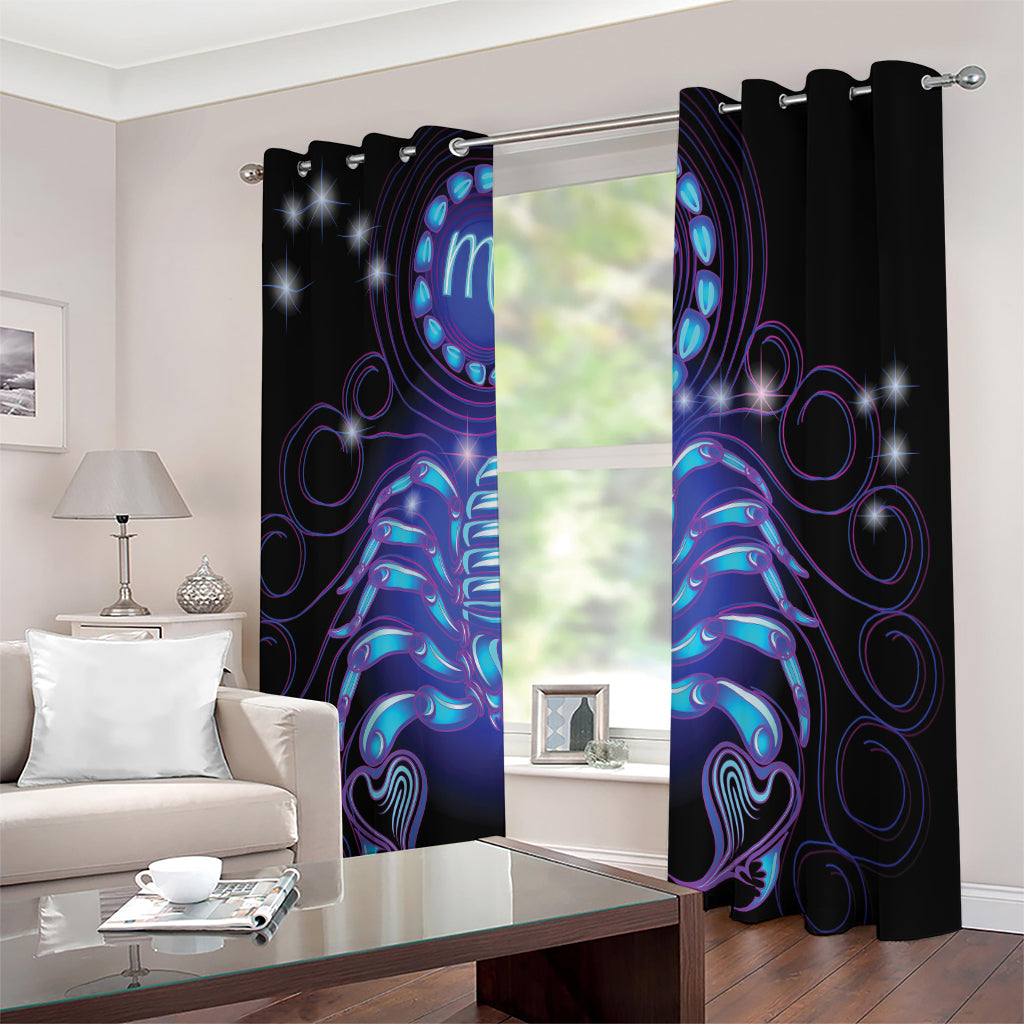 Dark Scorpio Zodiac Sign Print Extra Wide Grommet Curtains
