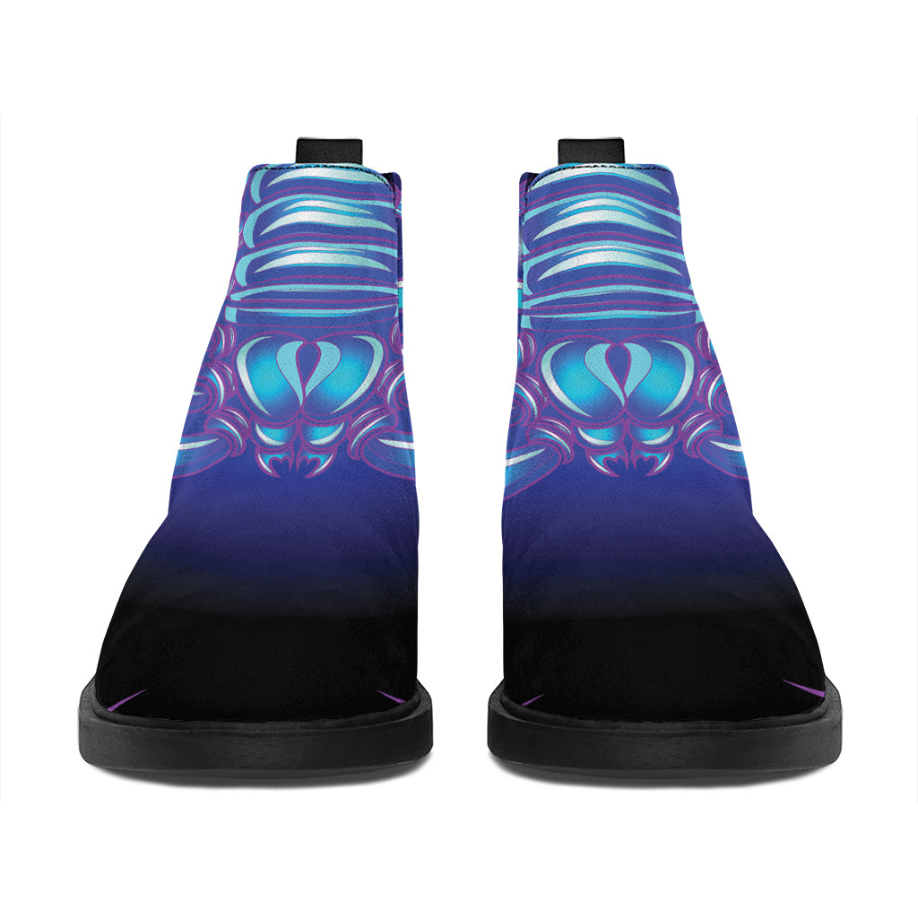 Dark Scorpio Zodiac Sign Print Flat Ankle Boots