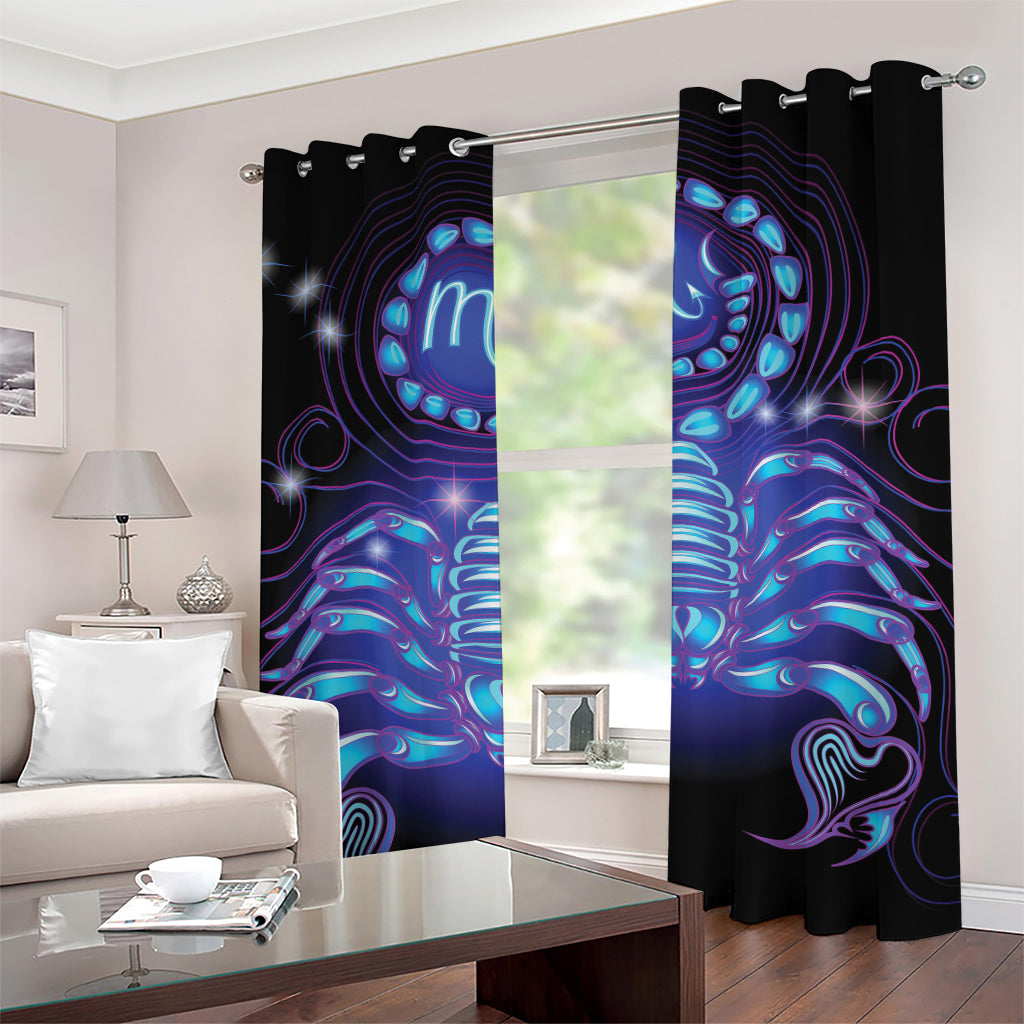 Dark Scorpio Zodiac Sign Print Grommet Curtains