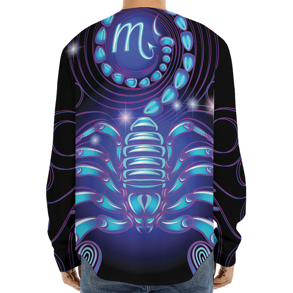 Dark Scorpio Zodiac Sign Print Long Sleeve Baseball Jersey