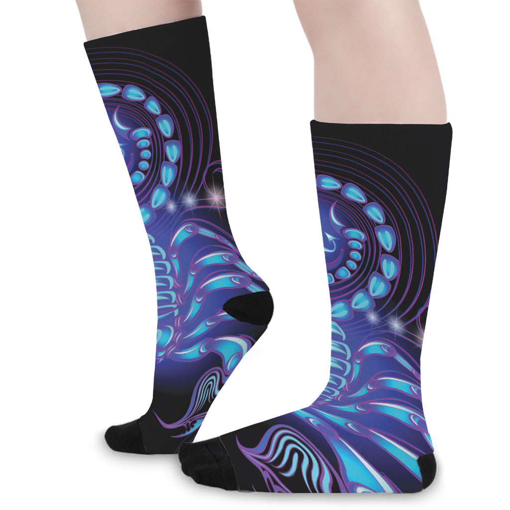 Dark Scorpio Zodiac Sign Print Long Socks