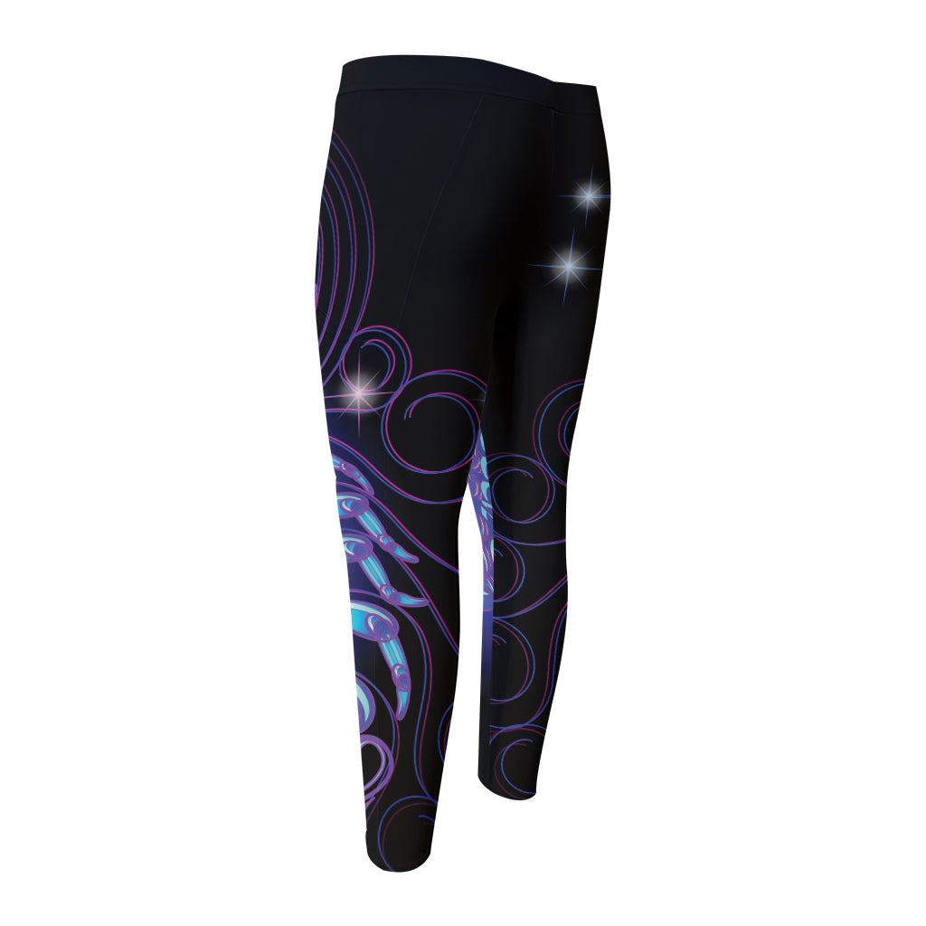 Dark Scorpio Zodiac Sign Print Men's Compression Pants
