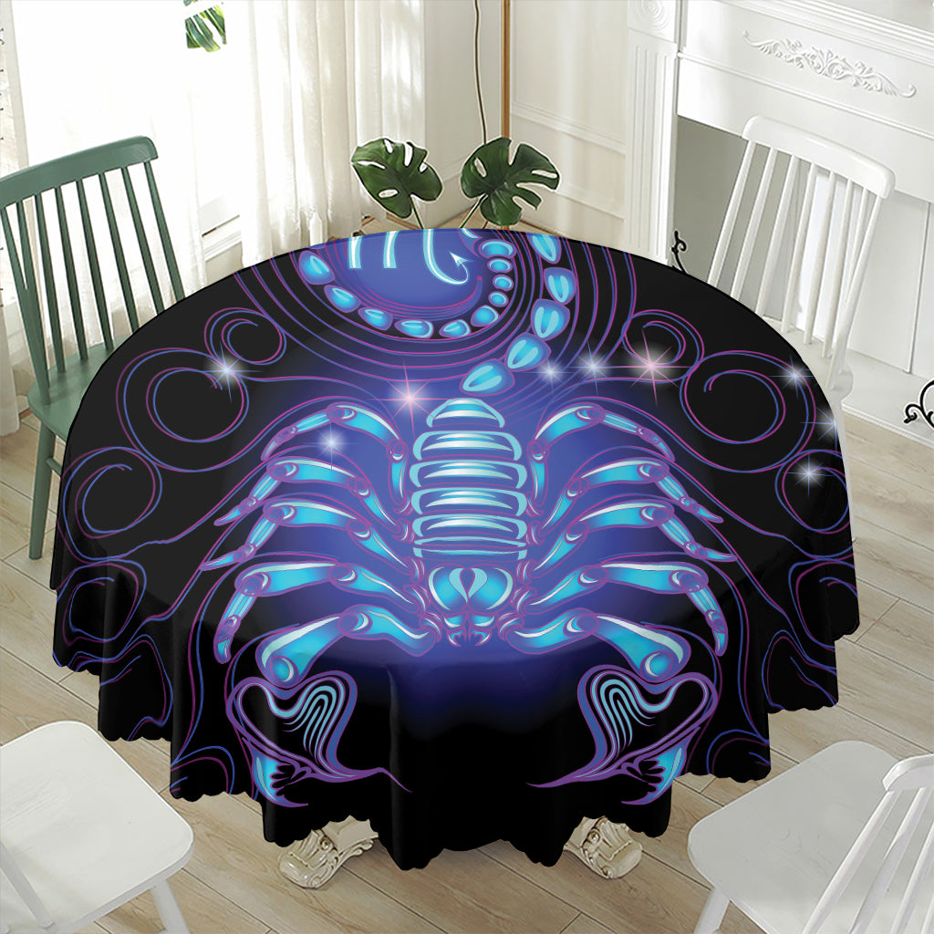 Dark Scorpio Zodiac Sign Print Waterproof Round Tablecloth