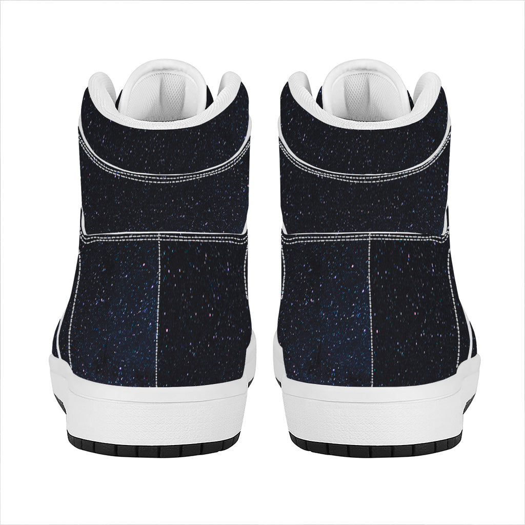 Dark Space Print High Top Leather Sneakers