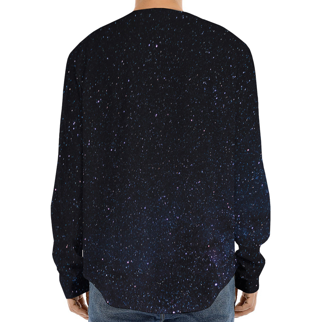 Dark Space Print Long Sleeve Baseball Jersey