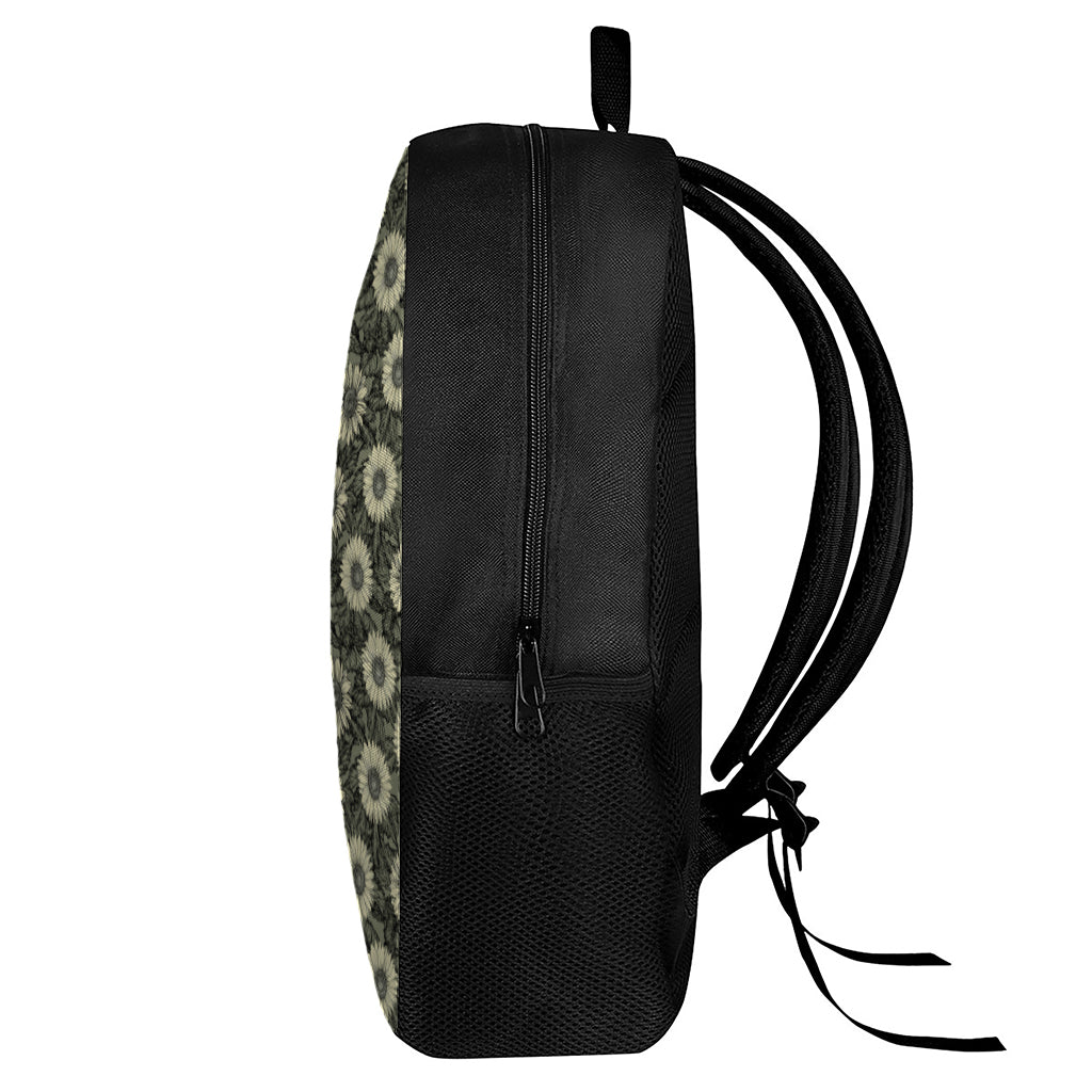 Dark Sunflower Pattern Print 17 Inch Backpack