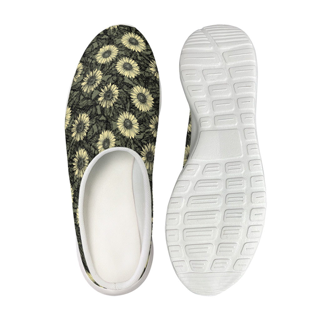 Dark Sunflower Pattern Print Mesh Casual Shoes