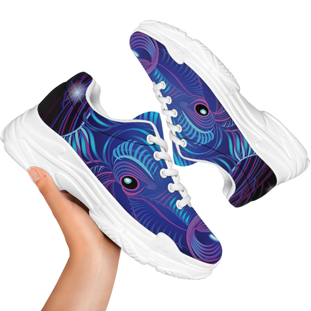 Dark Taurus Zodiac Sign Print White Chunky Shoes