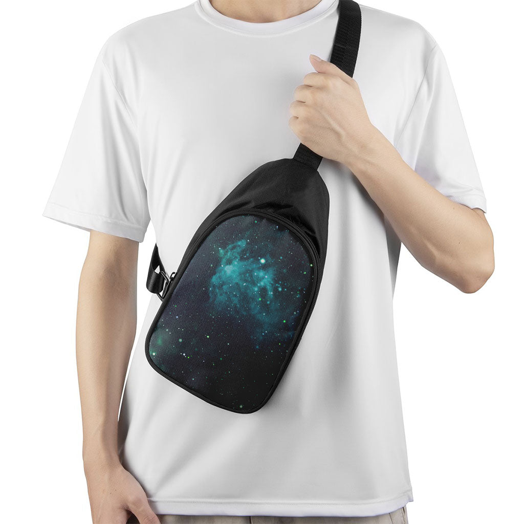 Dark Teal Galaxy Space Print Chest Bag