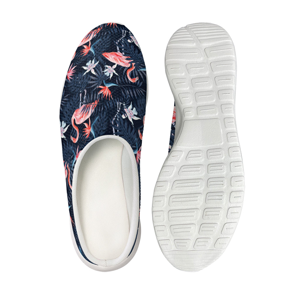 Dark Tropical Flamingo Pattern Print Mesh Casual Shoes