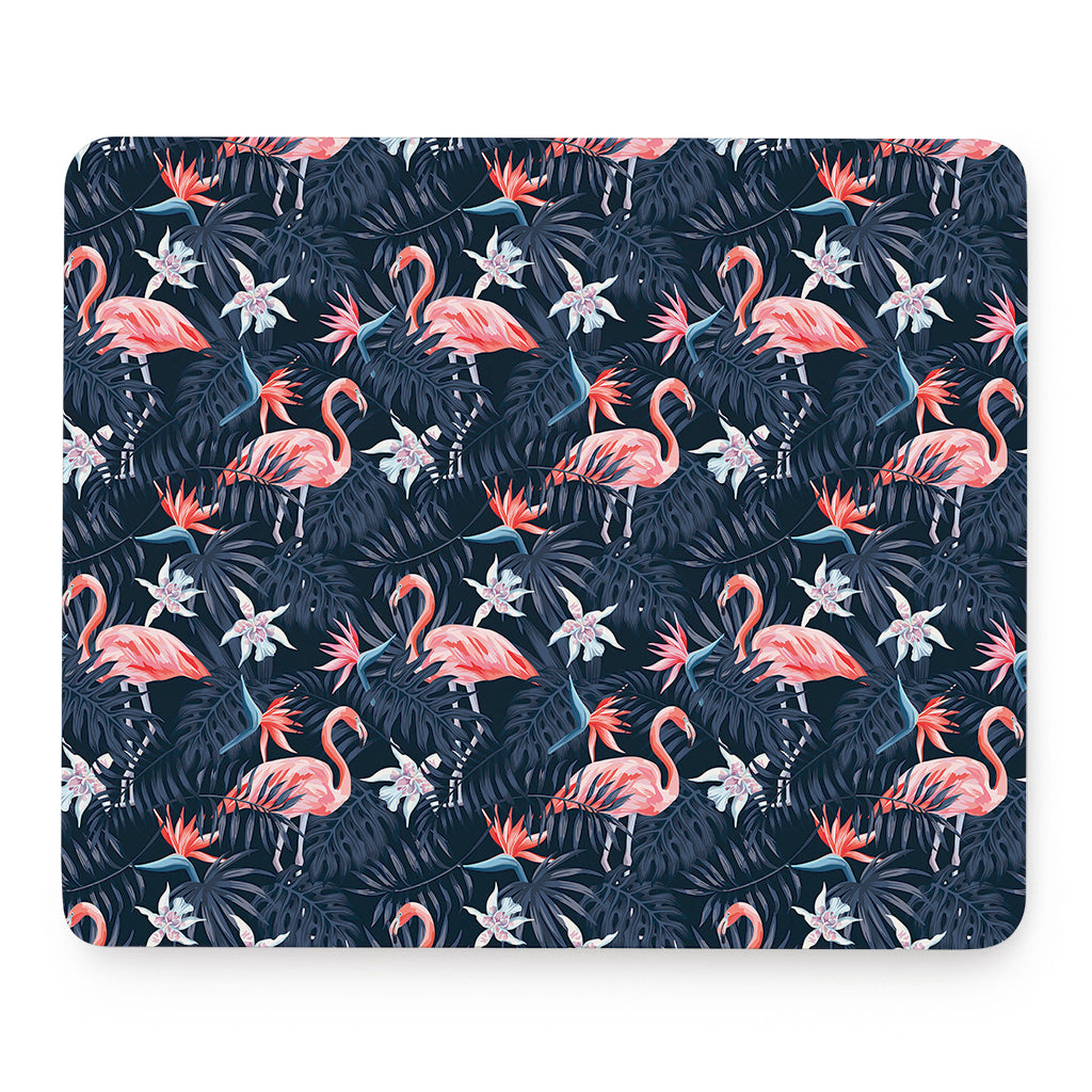Dark Tropical Flamingo Pattern Print Mouse Pad