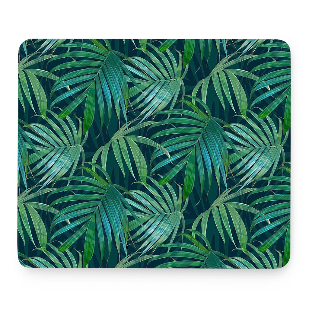 Dark Tropical Palm Leaves Pattern Print Mouse Pad