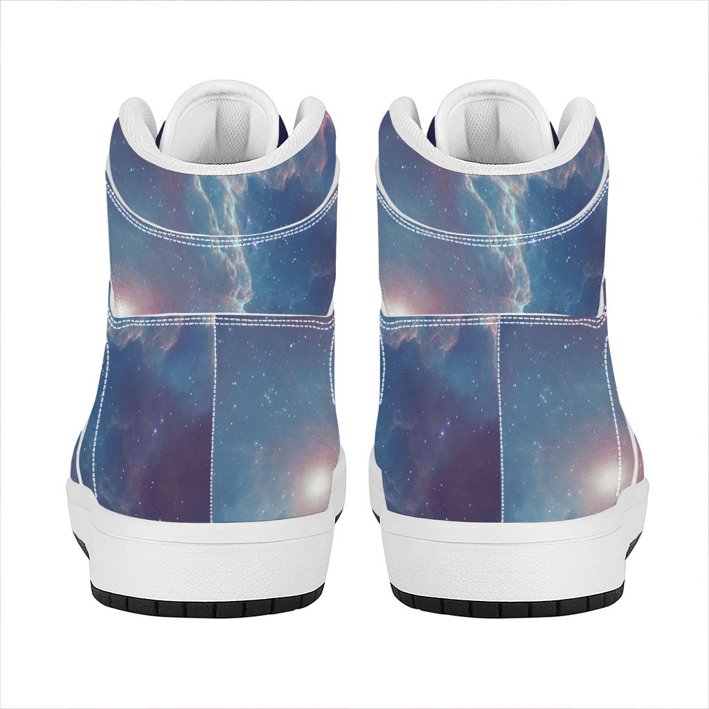 Dark Universe Galaxy Deep Space Print High Top Leather Sneakers