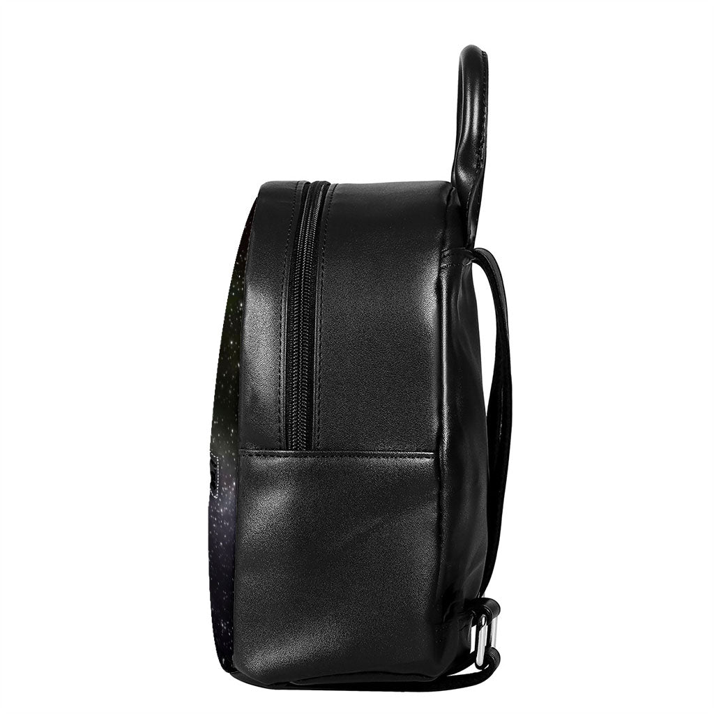 Dark Universe Galaxy Outer Space Print Leather Backpack