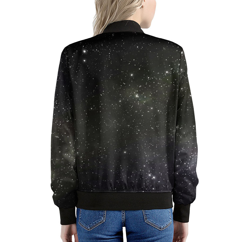 Dark Universe Galaxy Outer Space Print Women's Bomber Jacket