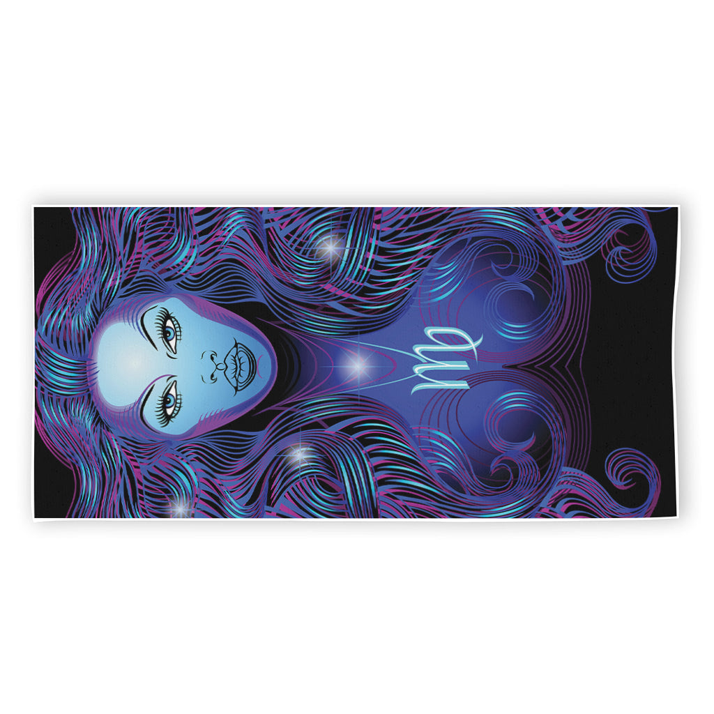 Dark Virgo Zodiac Sign Print Beach Towel