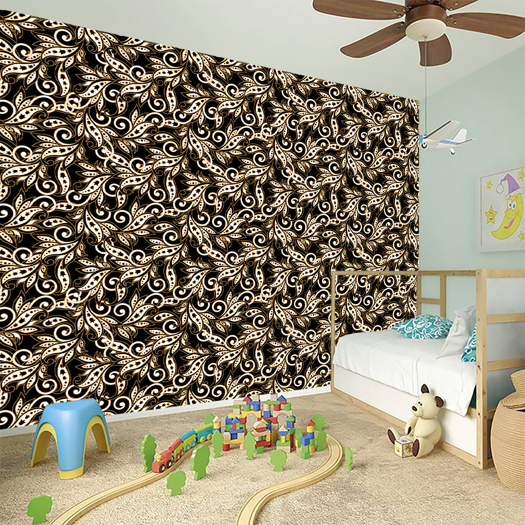 Dark Western Floral Pattern Print Wall Sticker