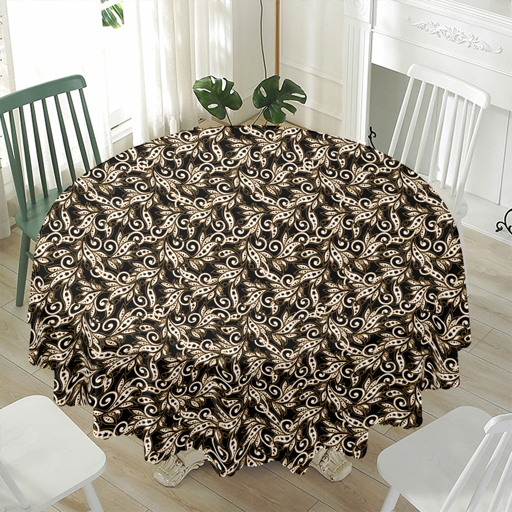 Dark Western Floral Pattern Print Waterproof Round Tablecloth