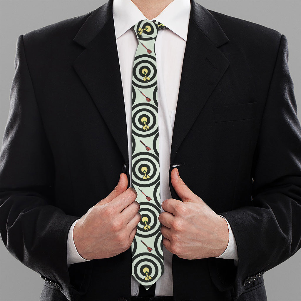 Dartboard Cartoon Pattern Print Necktie