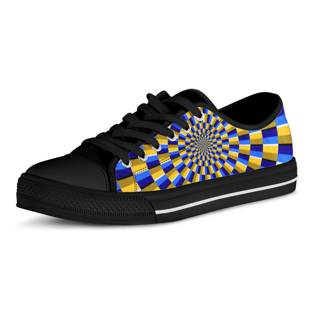 Dartboard Moving Optical Illusion Black Low Top Sneakers