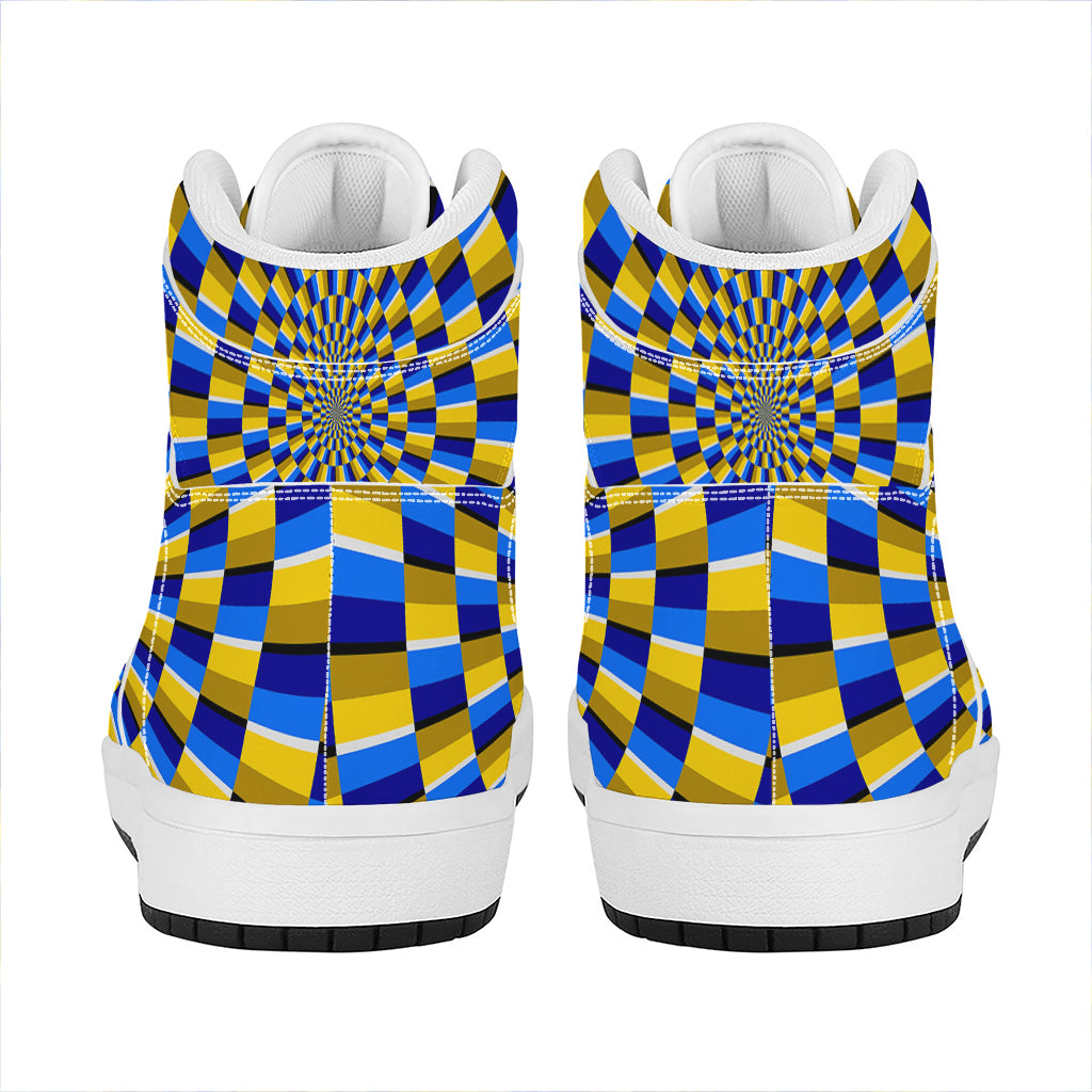 Dartboard Moving Optical Illusion High Top Leather Sneakers