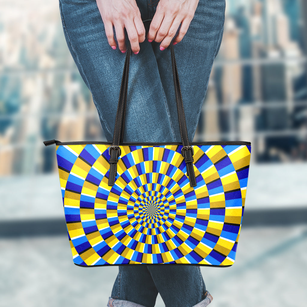 Dartboard Moving Optical Illusion Leather Tote Bag