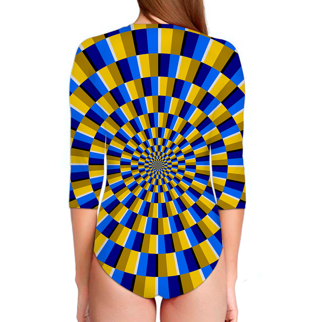 Dartboard Moving Optical Illusion Long Sleeve Swimsuit