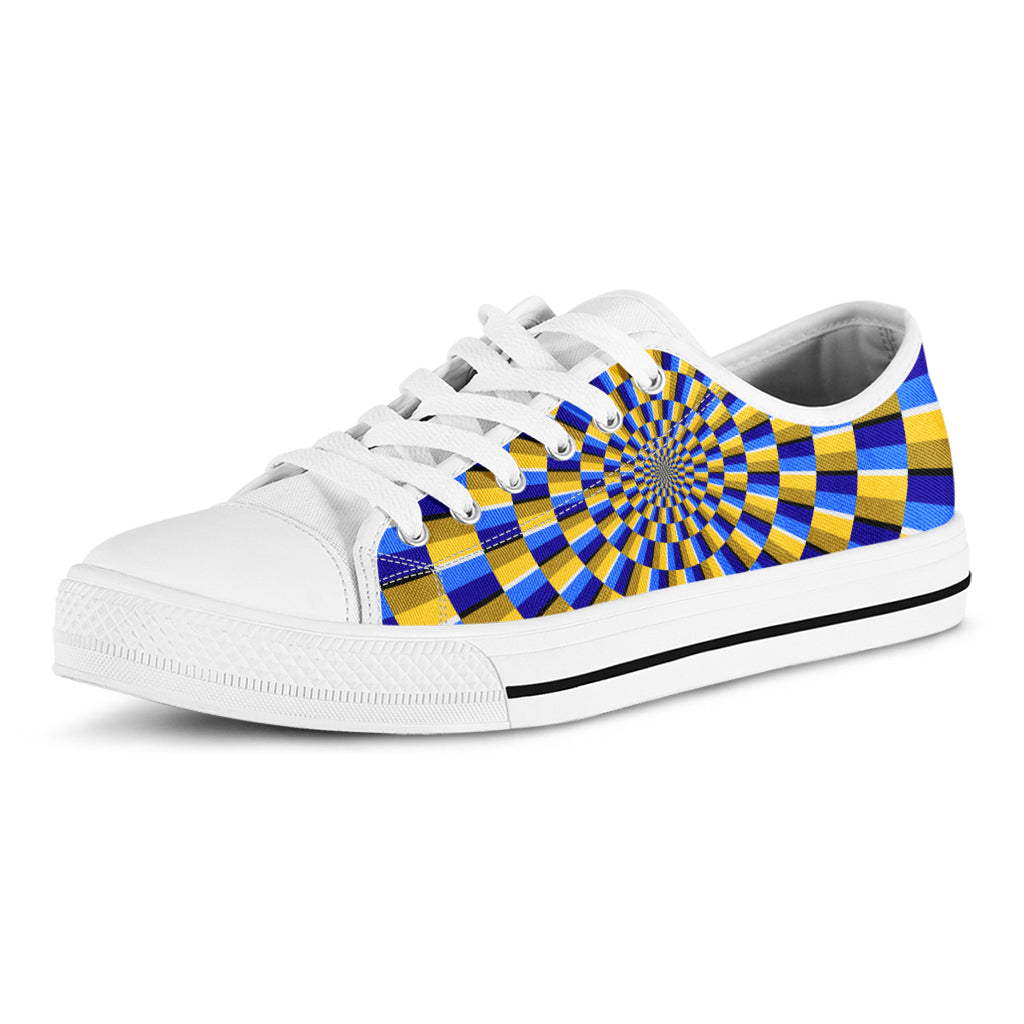 Dartboard Moving Optical Illusion White Low Top Sneakers