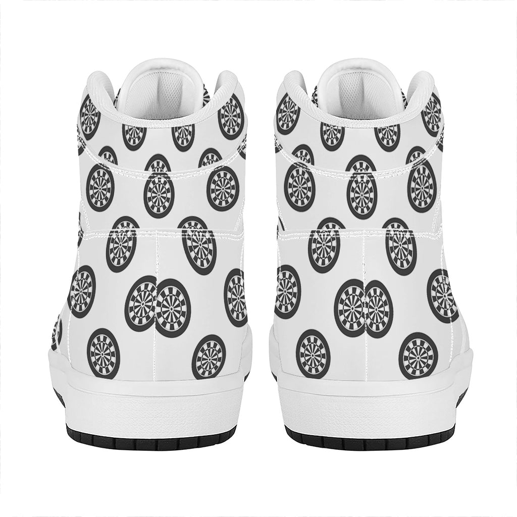 Dartboard Pattern Print High Top Leather Sneakers