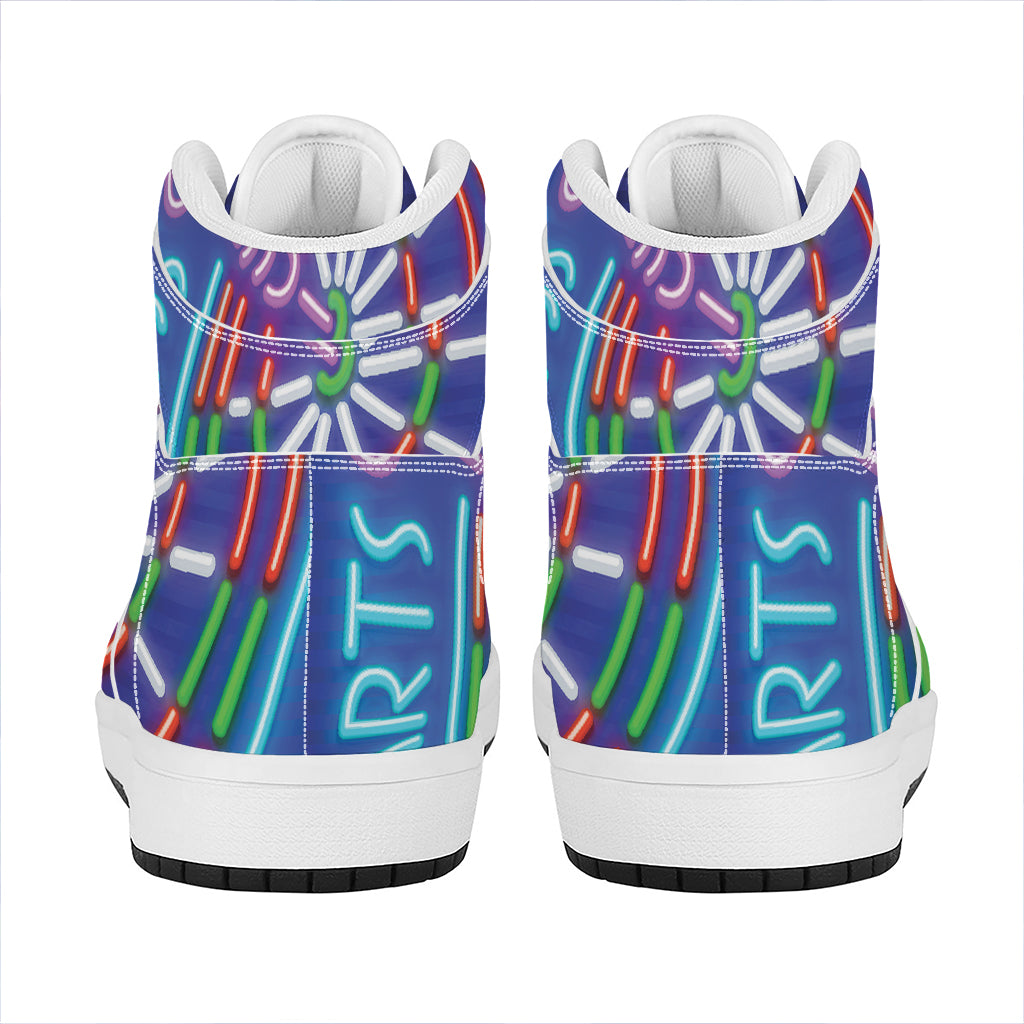 Darts Bar Sign Print High Top Leather Sneakers