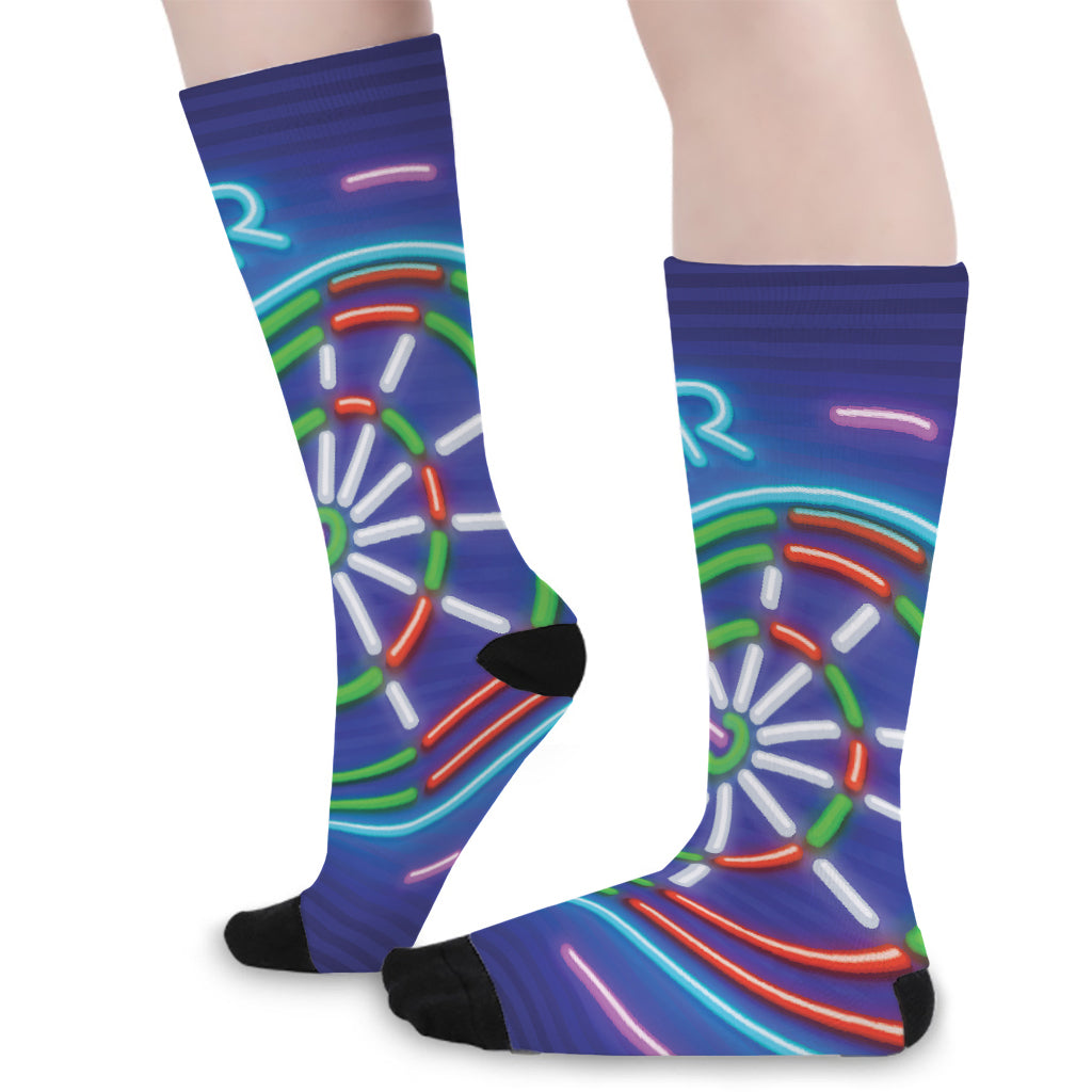 Darts Bar Sign Print Long Socks