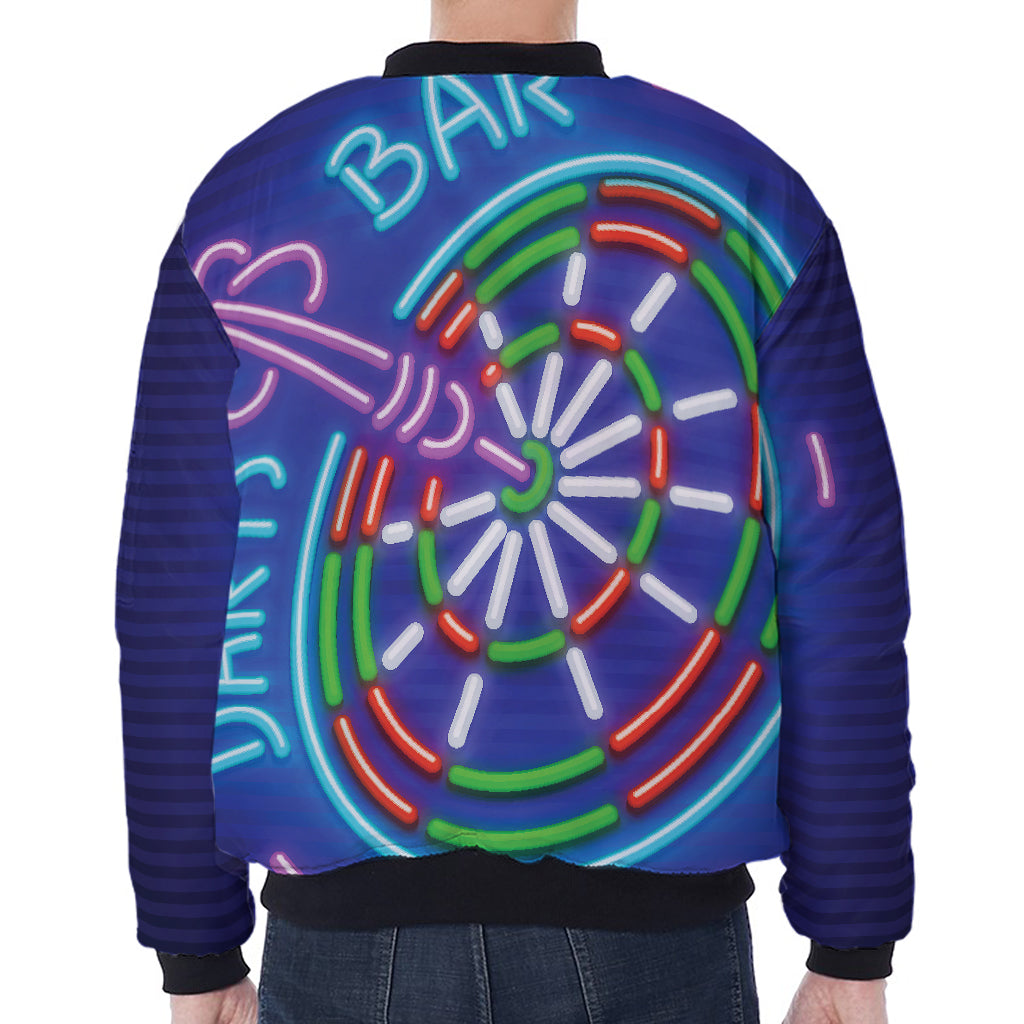 Darts Bar Sign Print Zip Sleeve Bomber Jacket