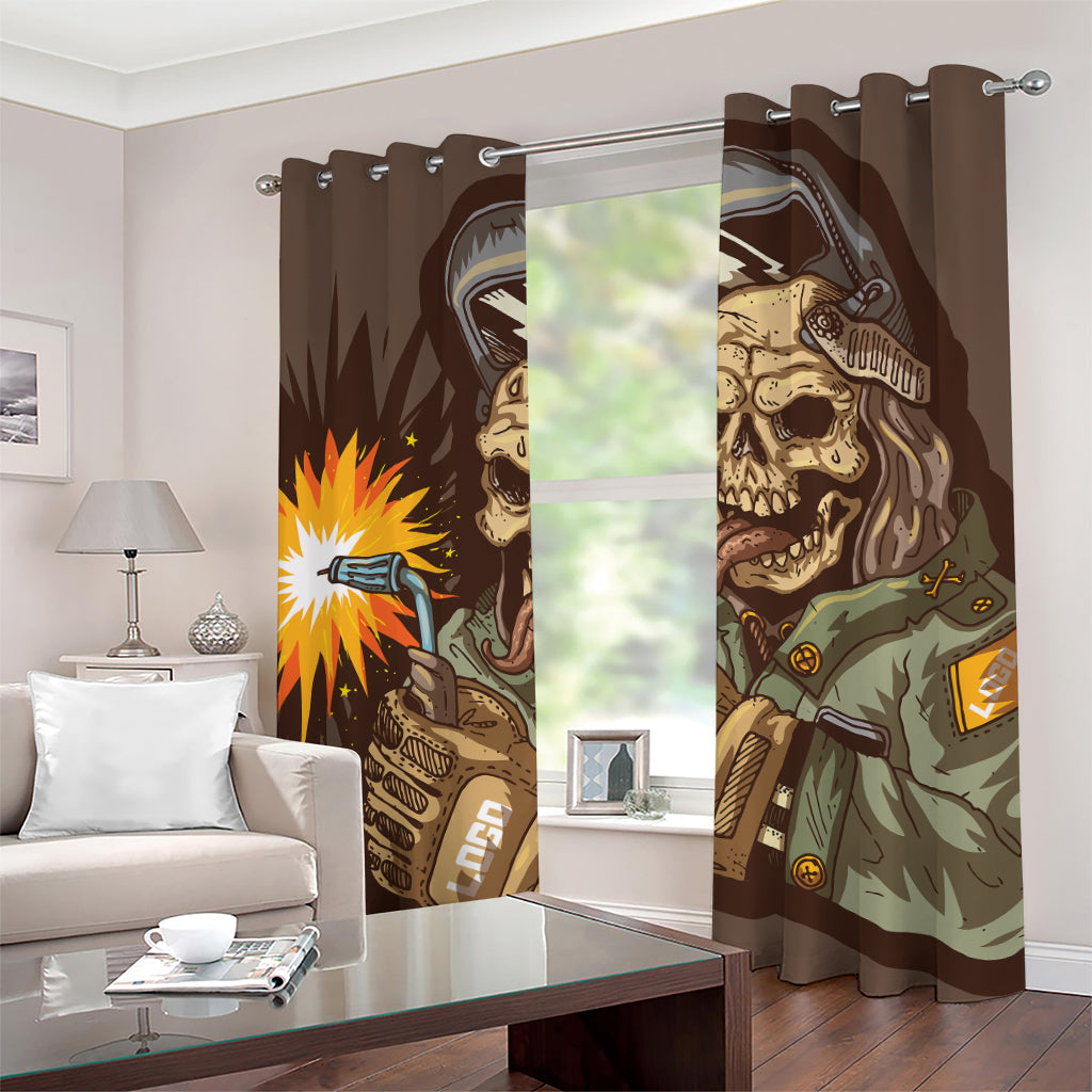 Dead Welder Print Grommet Curtains