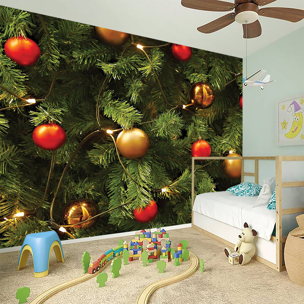 Decorated Christmas Tree Print Wall Sticker