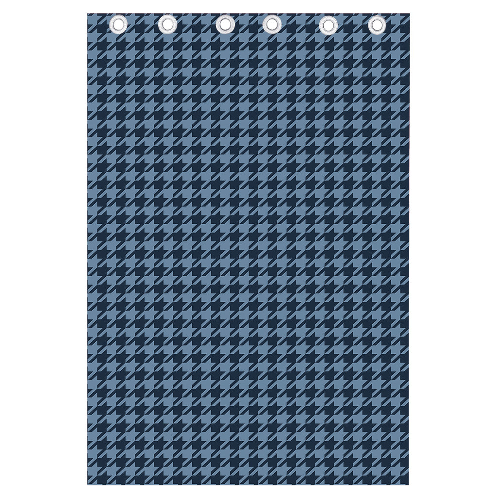 Deep Blue Houndstooth Pattern Print Curtain