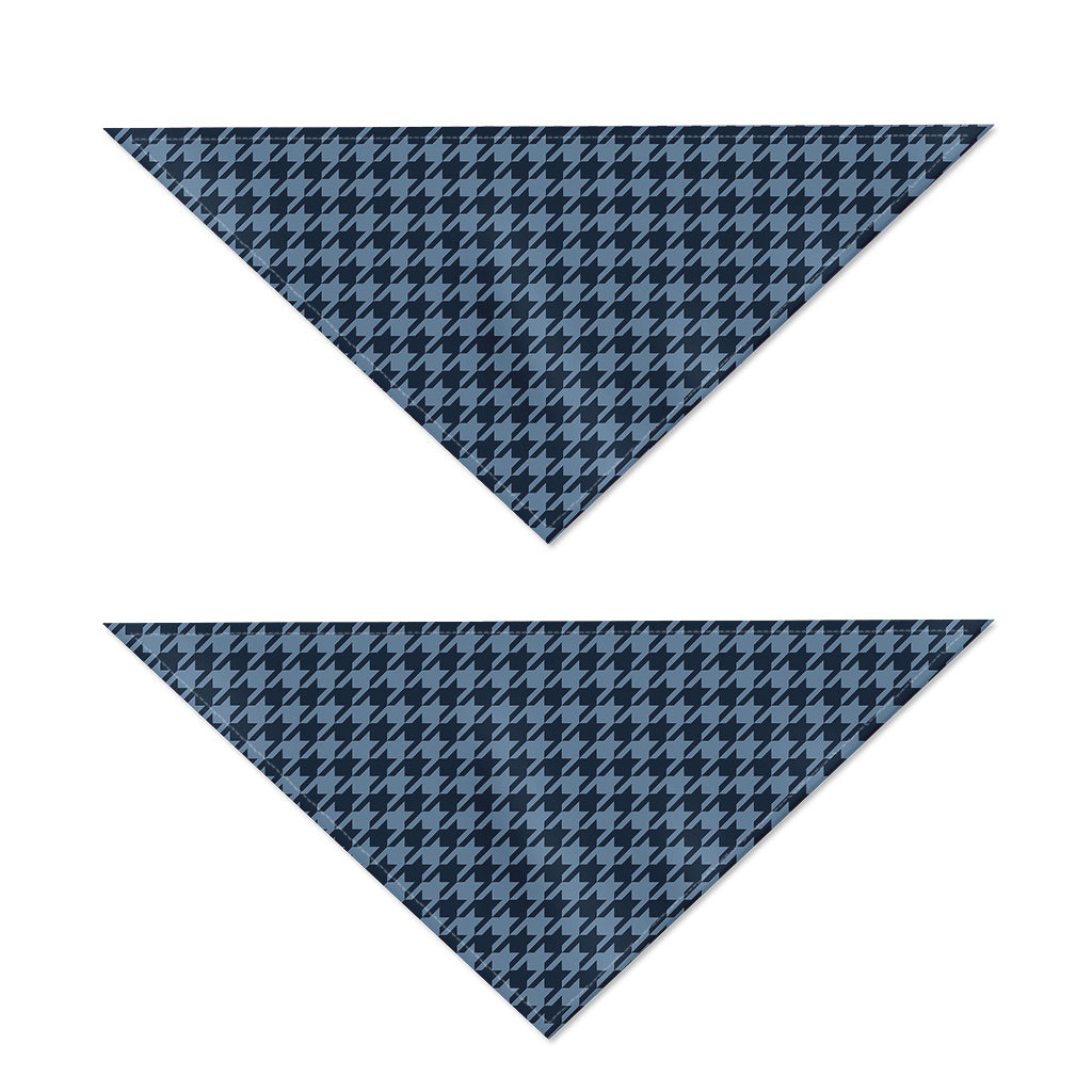 Deep Blue Houndstooth Pattern Print Dog Bandana