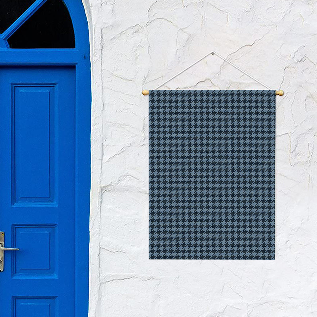 Deep Blue Houndstooth Pattern Print Garden Flag