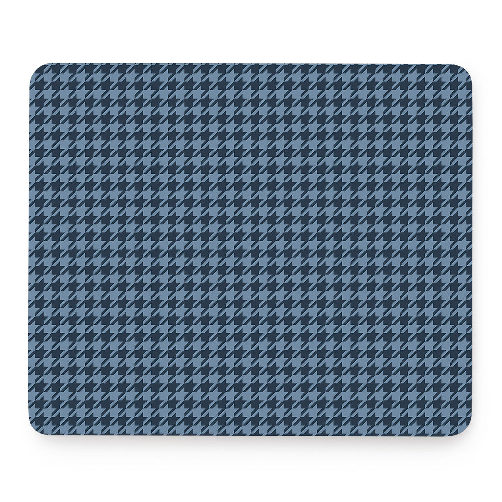 Deep Blue Houndstooth Pattern Print Mouse Pad