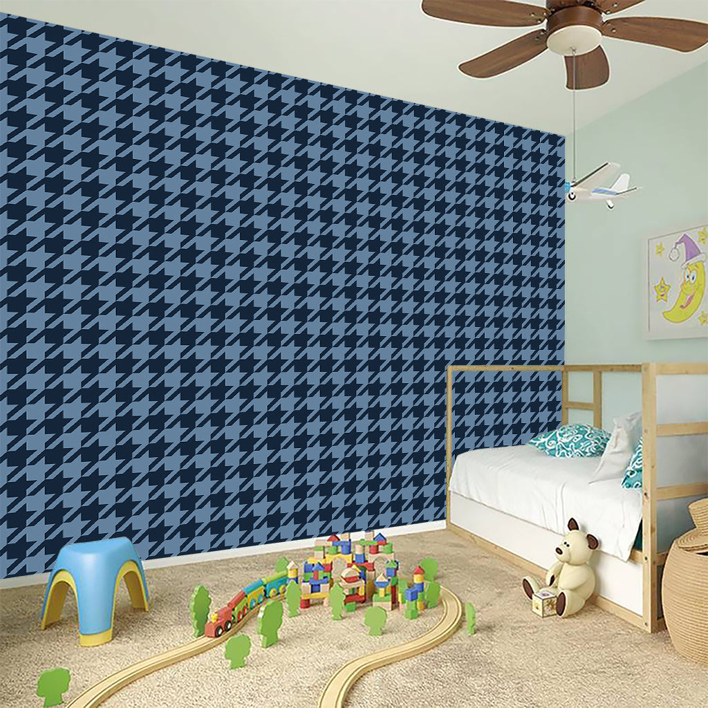 Deep Blue Houndstooth Pattern Print Wall Sticker