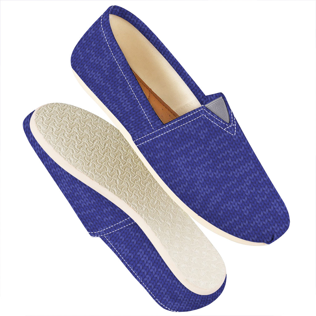Deep Blue Knitted Pattern Print Casual Shoes