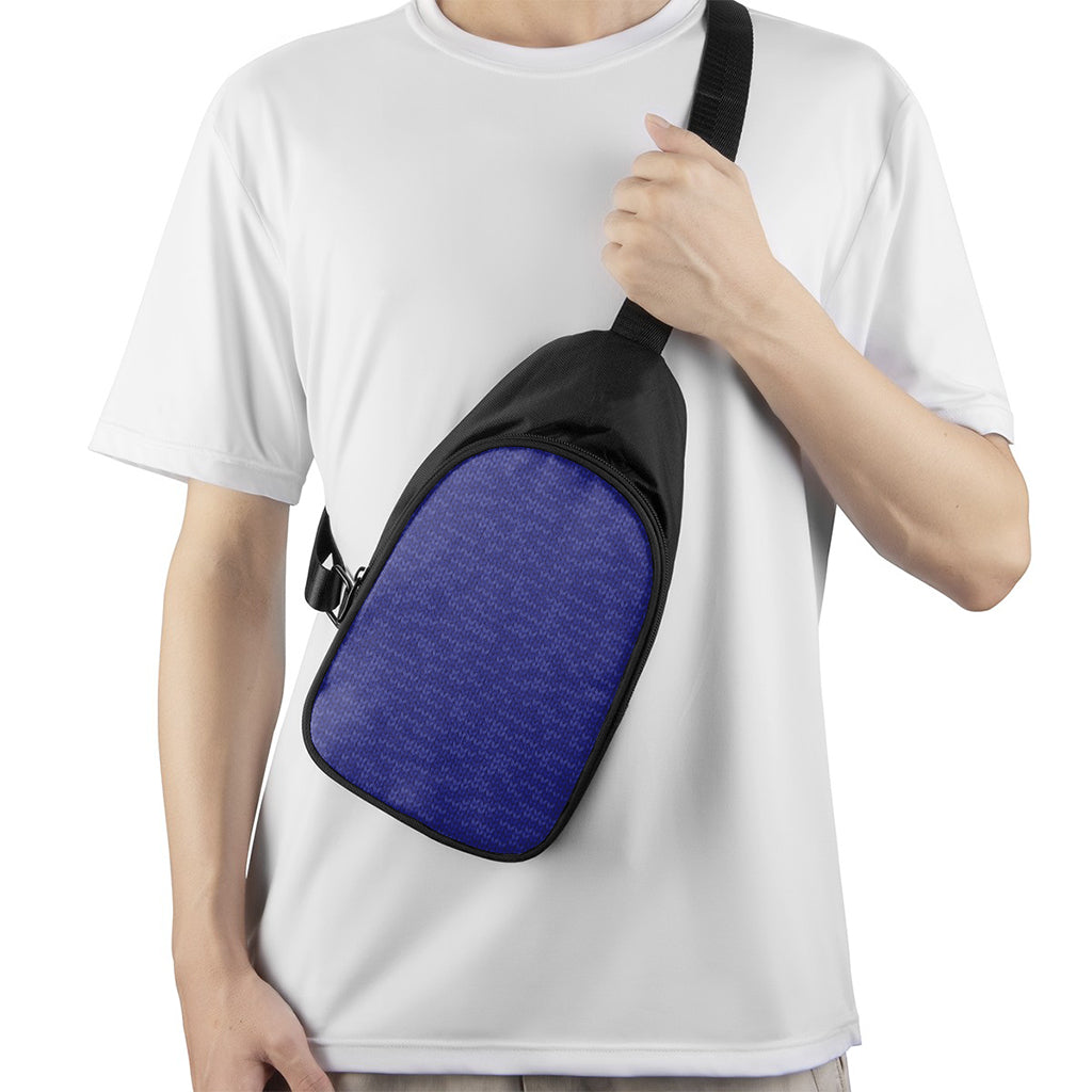Deep Blue Knitted Pattern Print Chest Bag