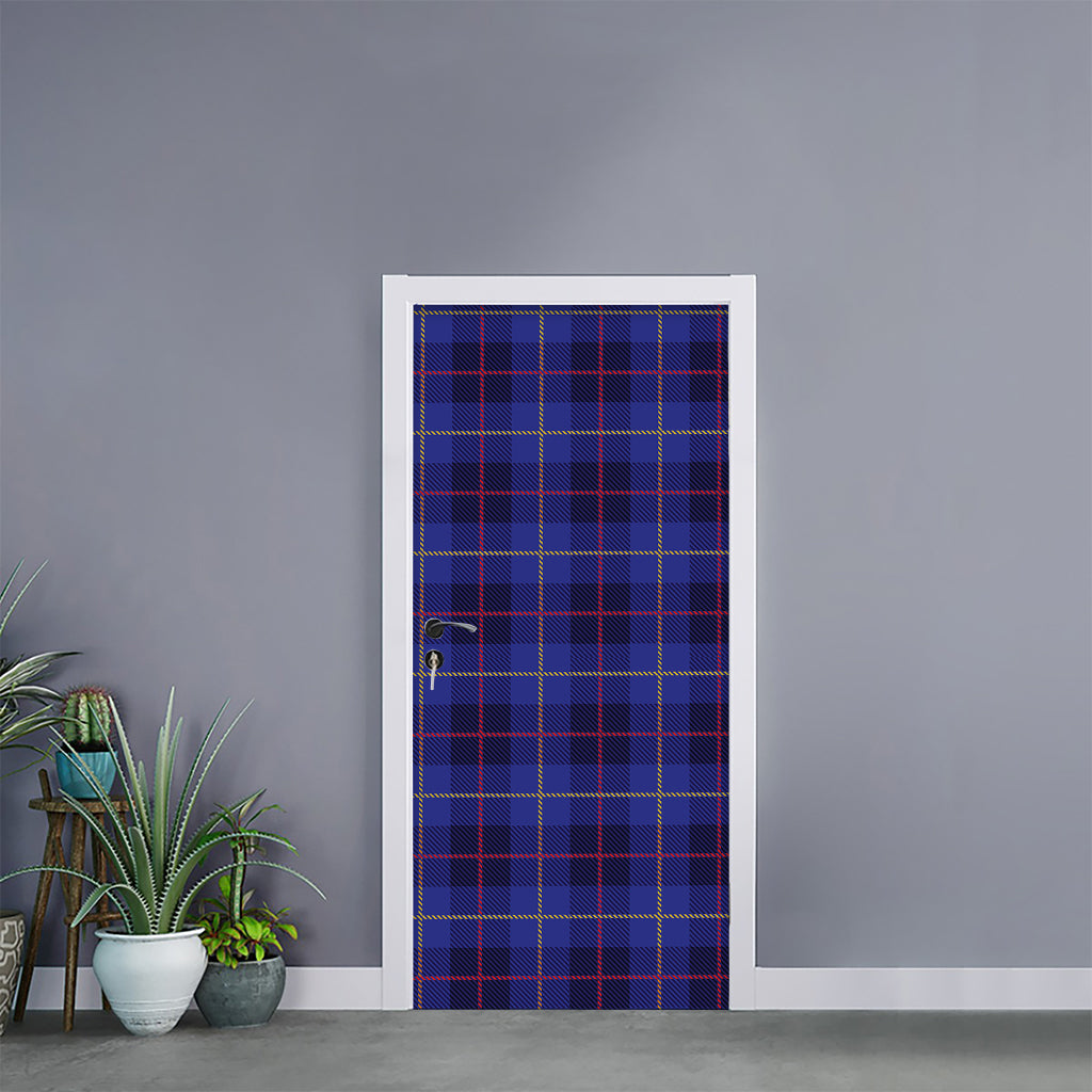 Deep Blue Stewart Tartan Print Door Sticker