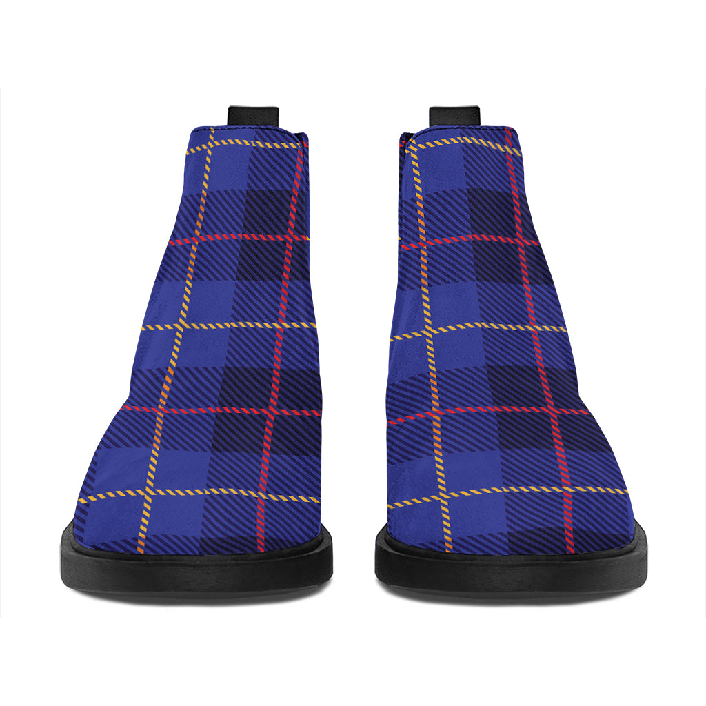 Deep Blue Stewart Tartan Print Flat Ankle Boots