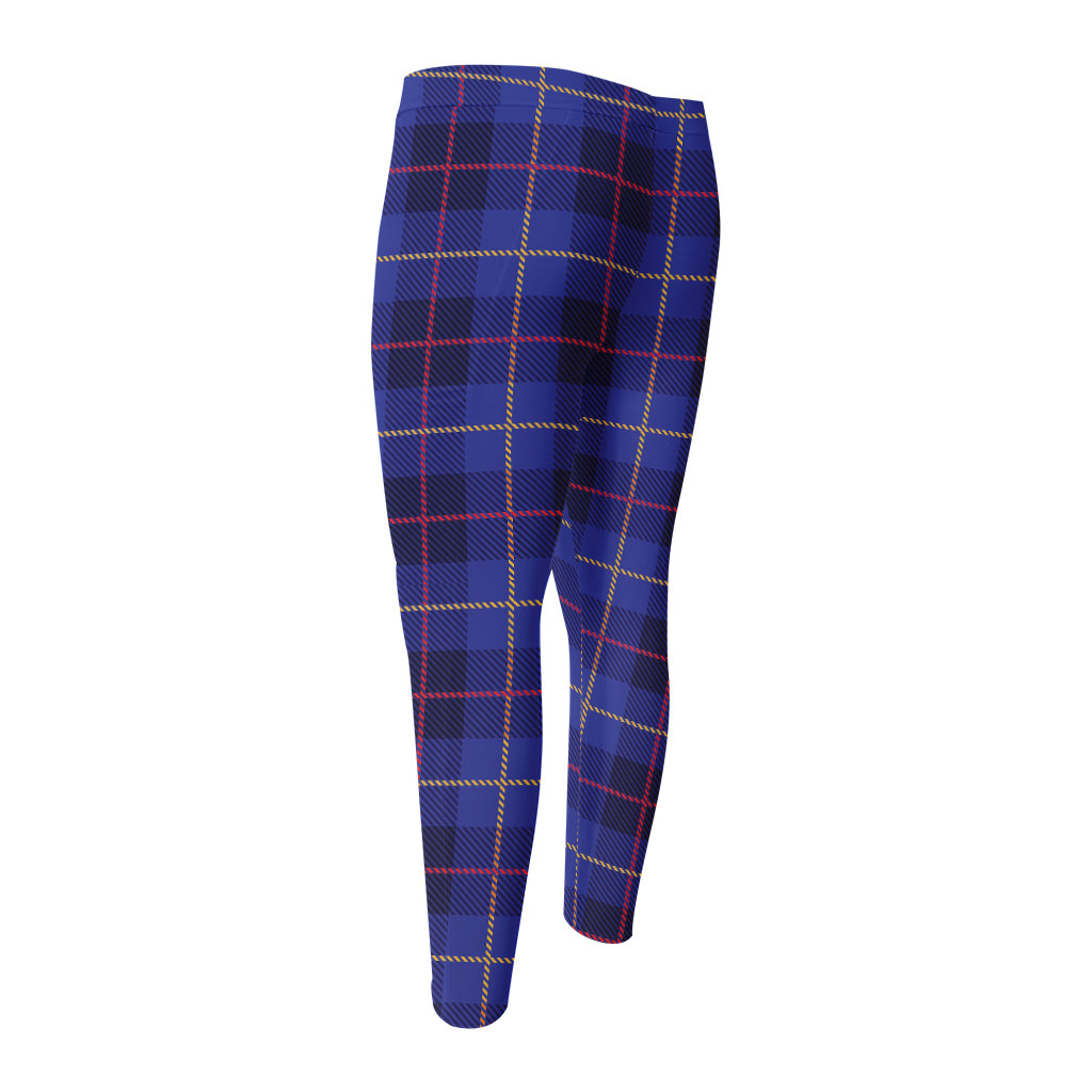 Deep Blue Stewart Tartan Print Men's Compression Pants