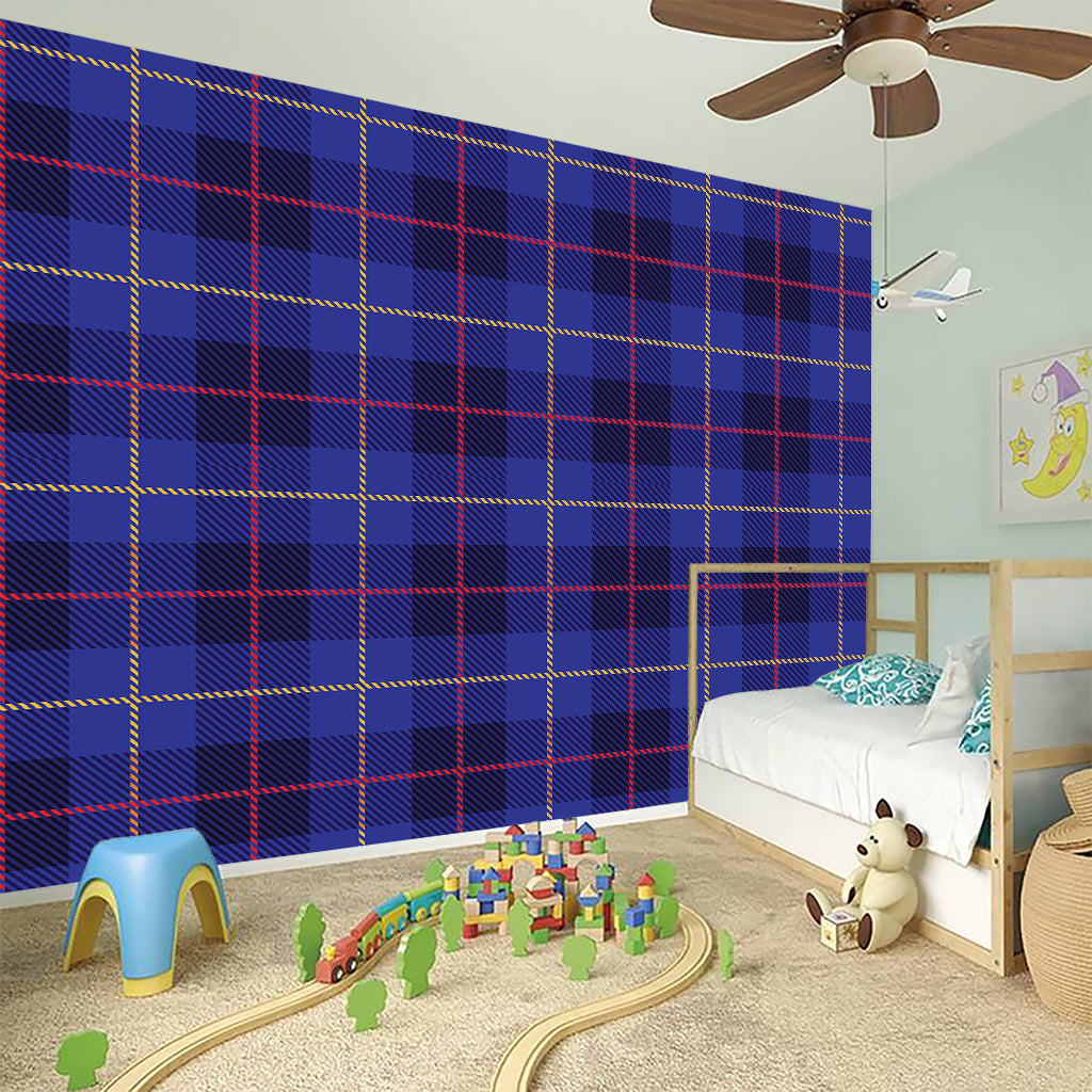 Deep Blue Stewart Tartan Print Wall Sticker