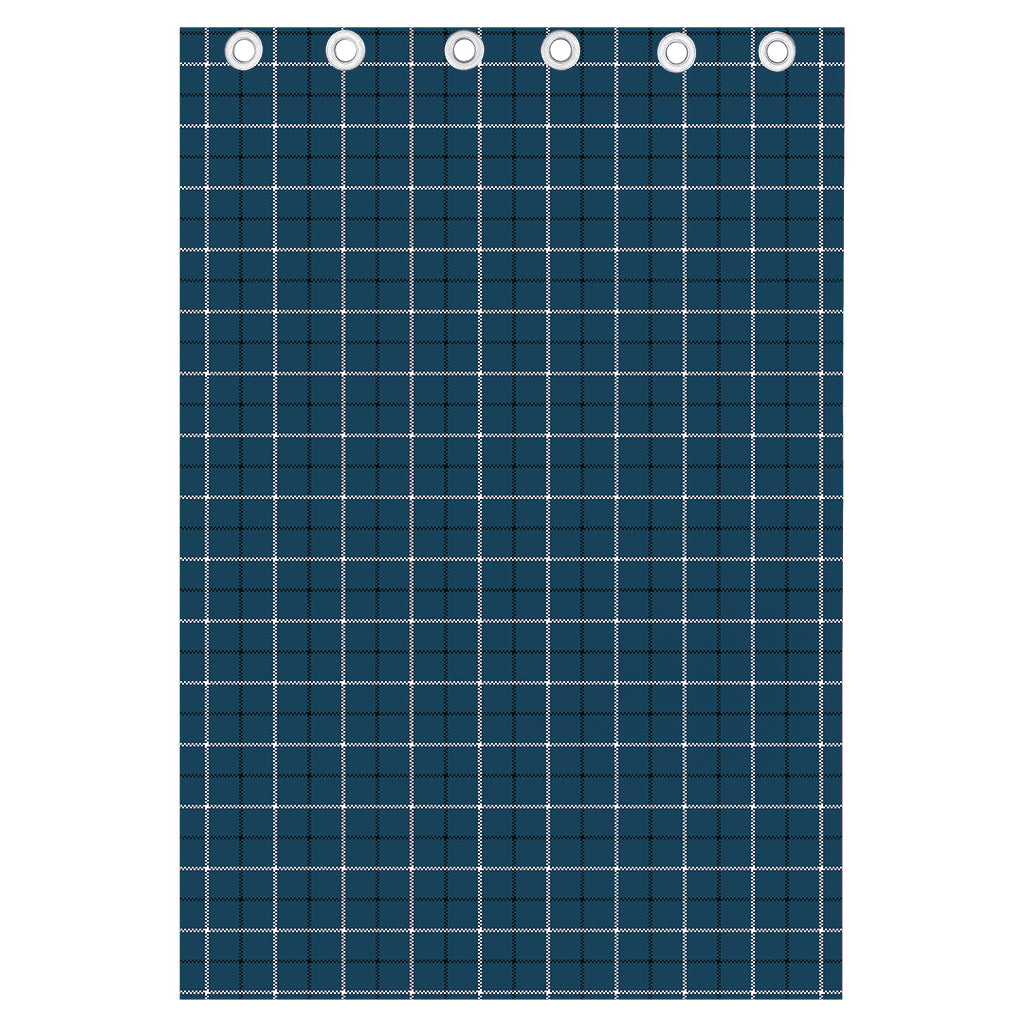 Deep Blue Tattersall Pattern Print Curtain